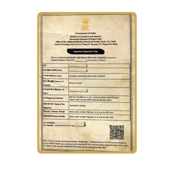 Certification of Import & Export